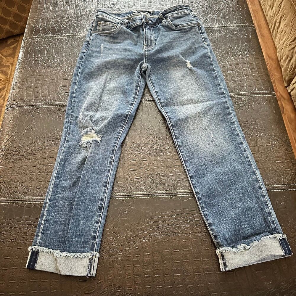 Kut from the Kloth Amy Crop Straight Leg Jeans Women's Distressed Cuffed SIZE 0